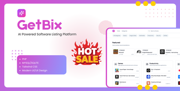 GetBix - Modern PHP Software Download Website preview
